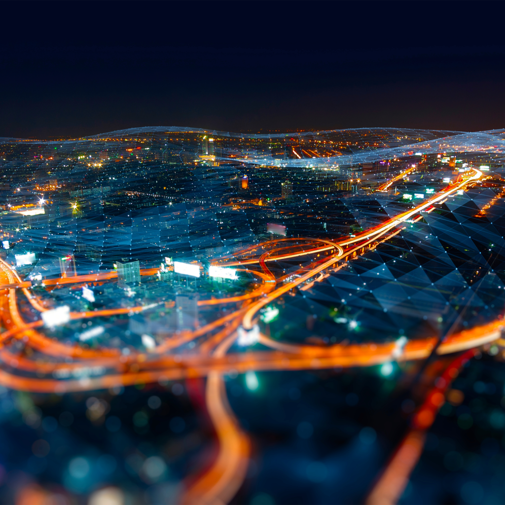 Digital grid and light trails